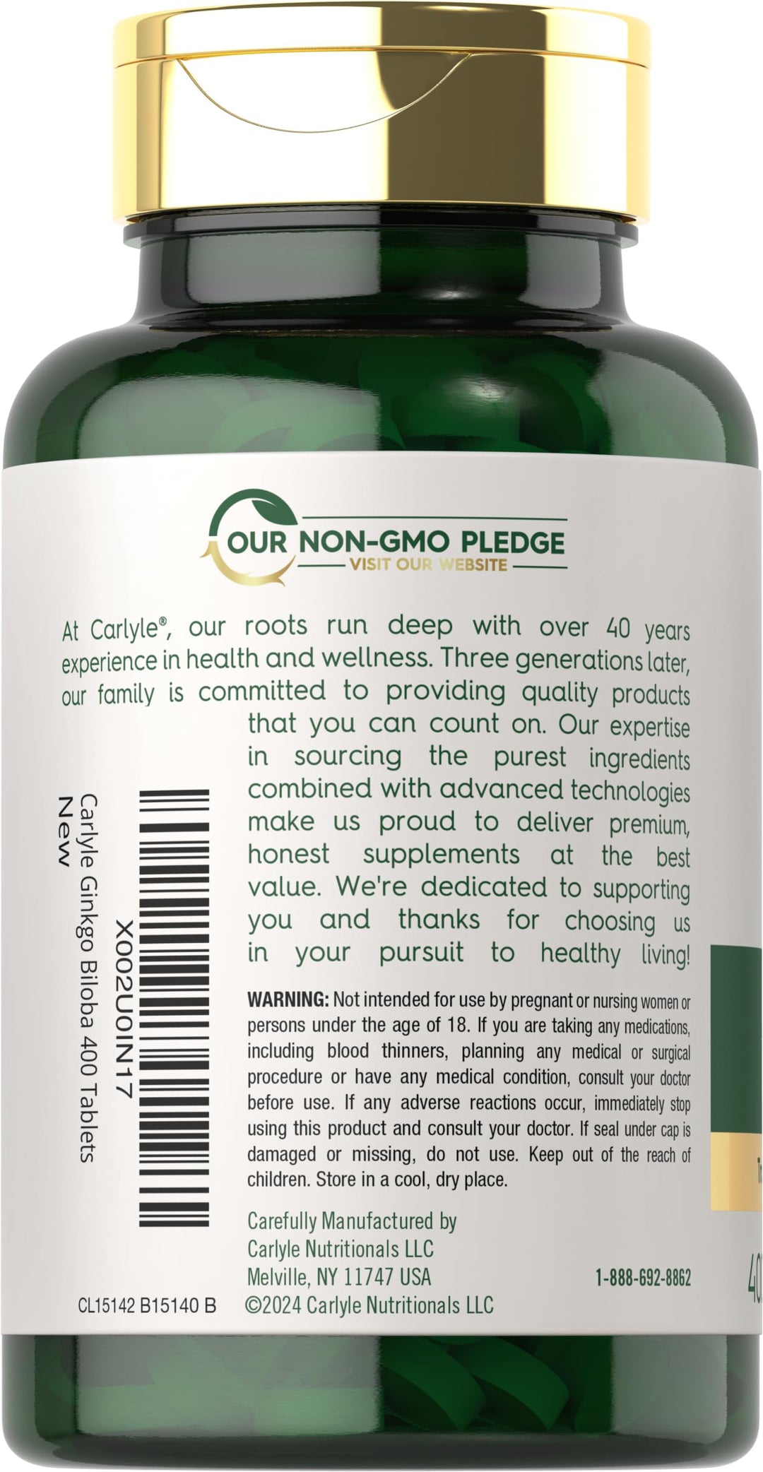 Carlyle Ginkgo Biloba 3000 mg, 400 Count