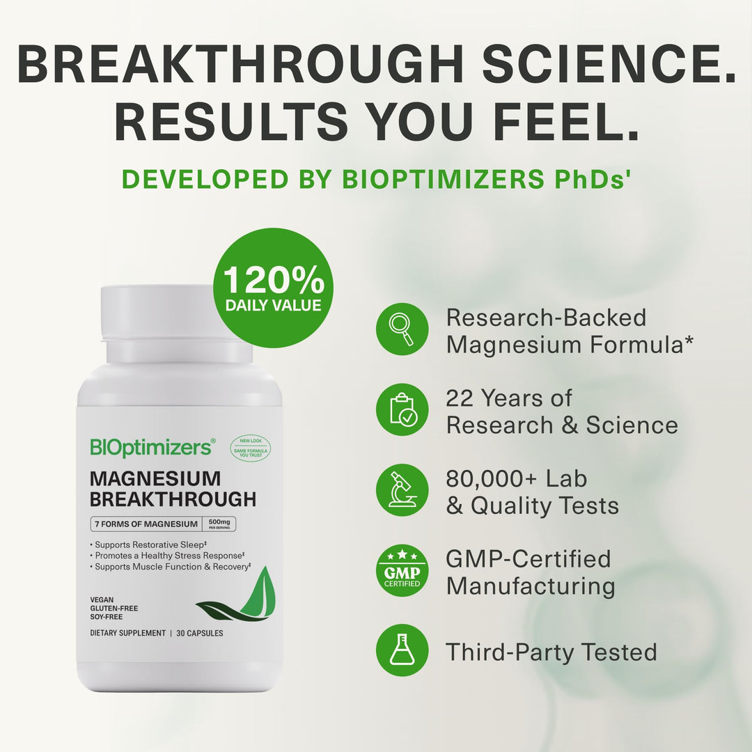 BIOptimizers Magnesium Breakthrough, 500 mg, 30 Count