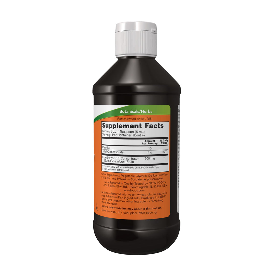 NOW Elderberry Liquid 500 mg, 10:1 Concentrate, 8 fl oz