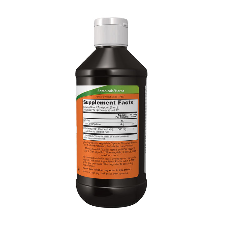 NOW Elderberry Liquid 500 mg, 10:1 Concentrate, 8 fl oz