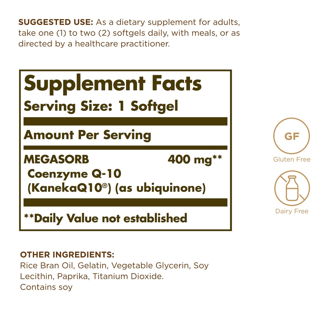 Solgar Megasorb CoQ-10 Softgels, 400 mg, 30 Count