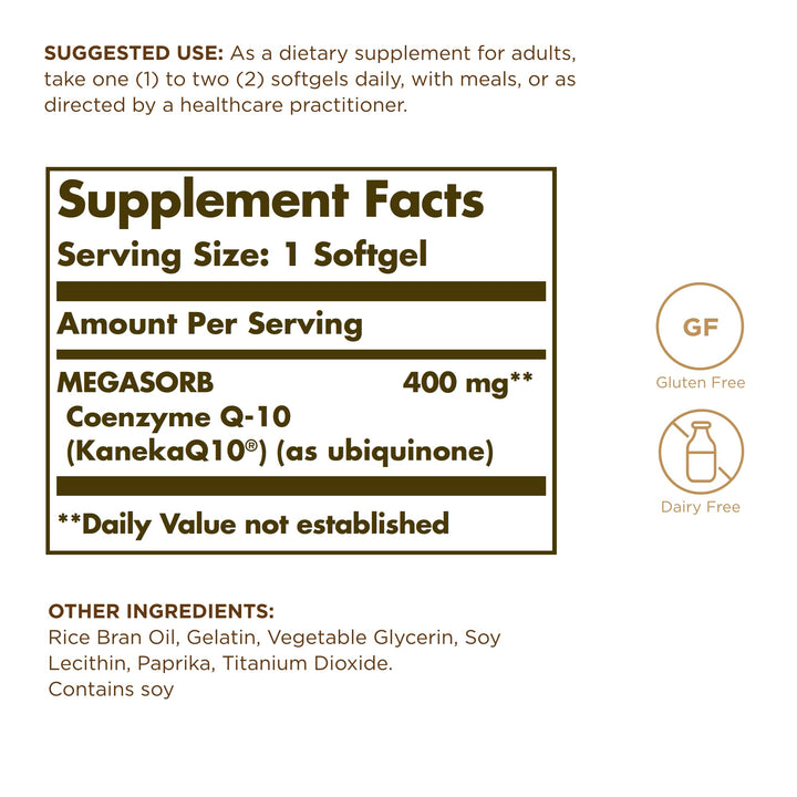 Solgar Megasorb CoQ-10 Softgels, 400 mg, 30 Count