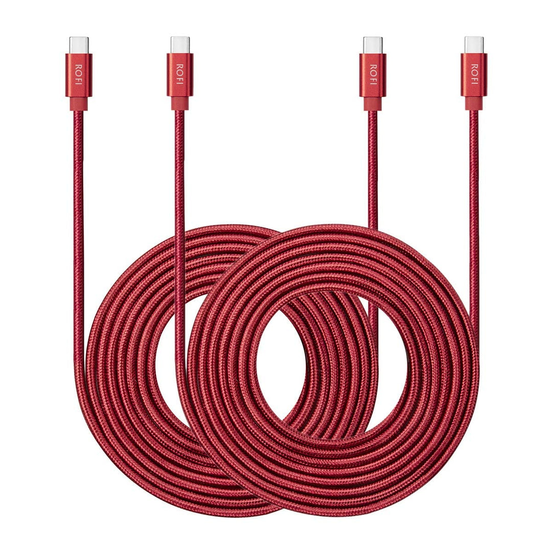 RoFI USB C to USB C Cable, 60W, Red, 2 Count, 4 ft