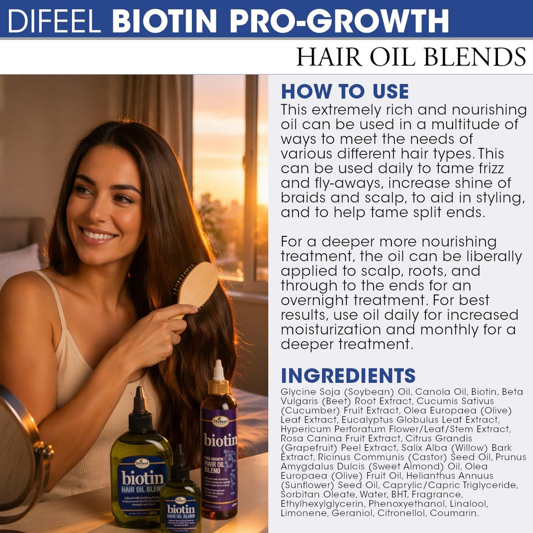 Difeel Biotin Progrowth Premium Hair Oil, 8 oz