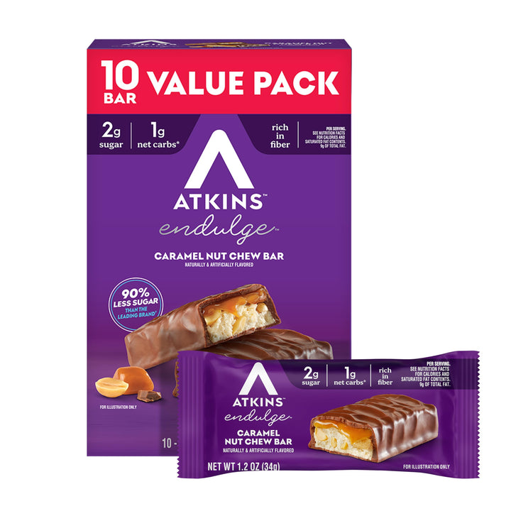 Atkins Endulge Caramel Nut Chew Bar, 10 Count