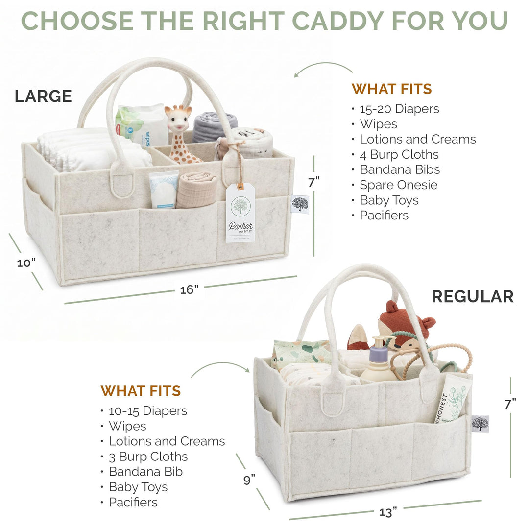 Parker Baby Co. Felt Diaper Caddy Organizer, White