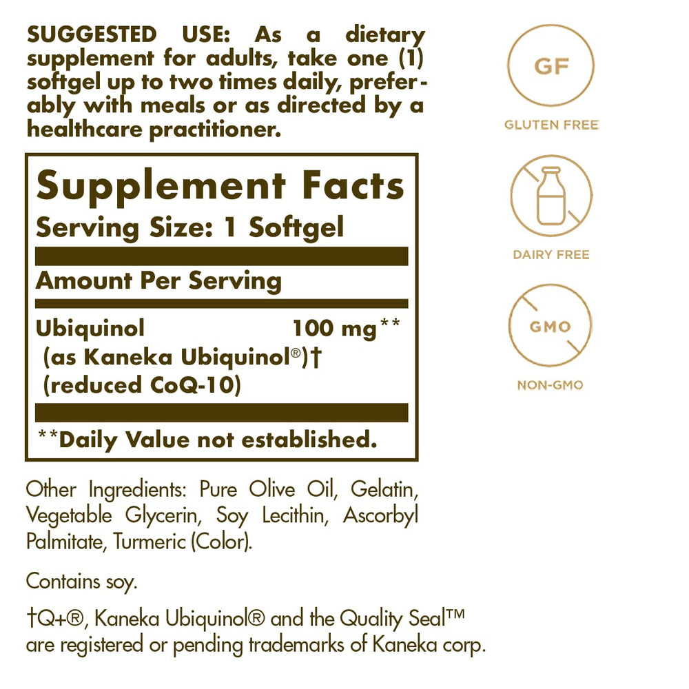 Solgar Ubiquinol 100 mg Softgels, 50 Count