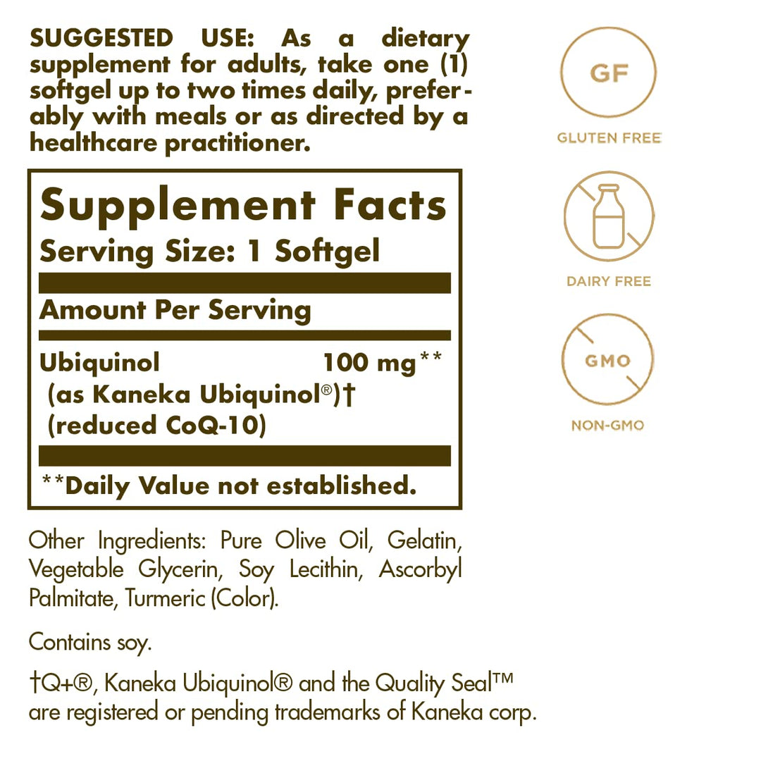 Solgar Ubiquinol 100 mg Softgels, 50 Count