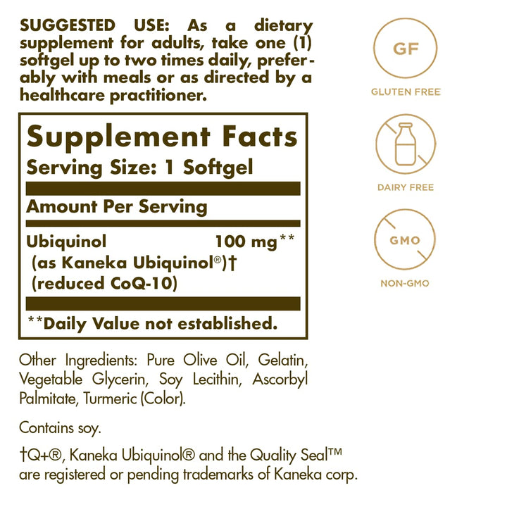 Solgar Ubiquinol 100 mg Softgels, 50 Count