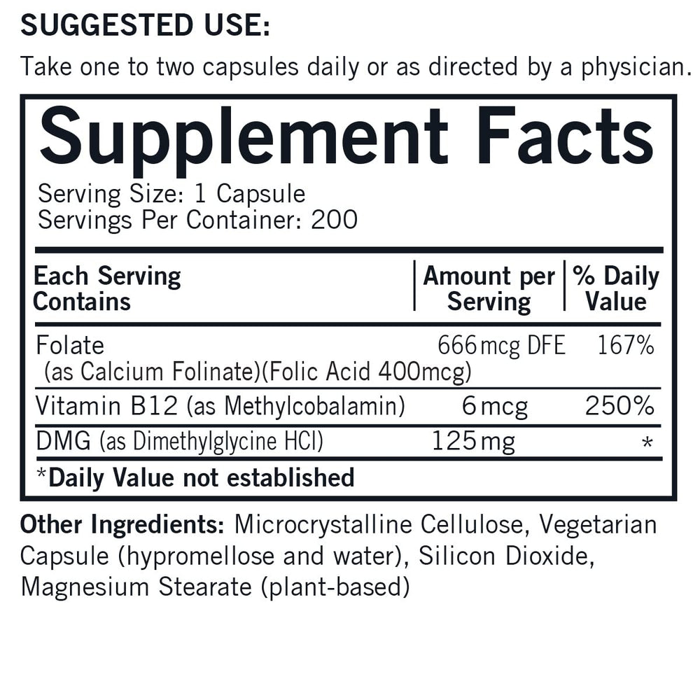 Kirkman DMG with Folate and Methyl B12, 125 mg, 200 Count