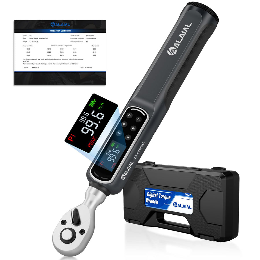 ALAIAL Digital Torque Wrench, 3/8 Drive, 1.5-99.6 ft lb