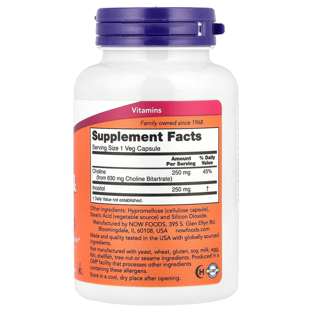 NOW Choline & Inositol, 500 mg, 100 Count