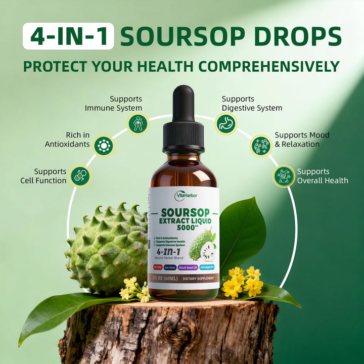 VitaHarbor Soursop Bitters Liquid, Slightly Sweet, 2 fl oz