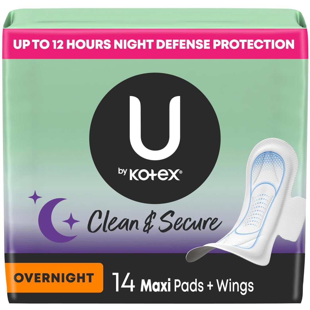 U by Kotex Security Maxi Pads With Wings, Unscented, 14 Count