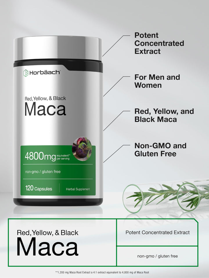 Horbäach Maca Root Capsules, 120 Count