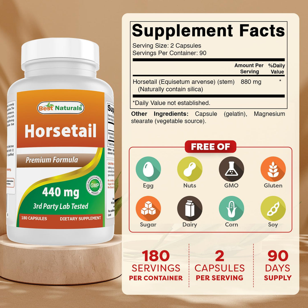 Best Naturals Horsetail, 440 mg, 180 Count