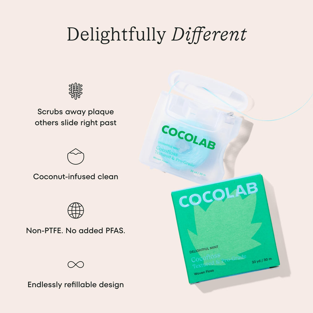 Cocolab Coconut Oil Infused Woven Dental Floss, Mint, 32 yd, 4 Count