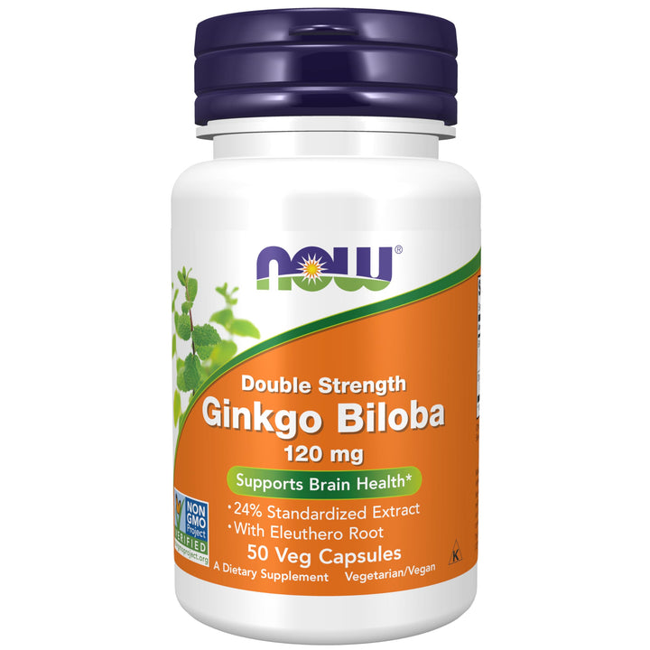 NOW Ginkgo Biloba 120 mg, Double Strength, 50 Count