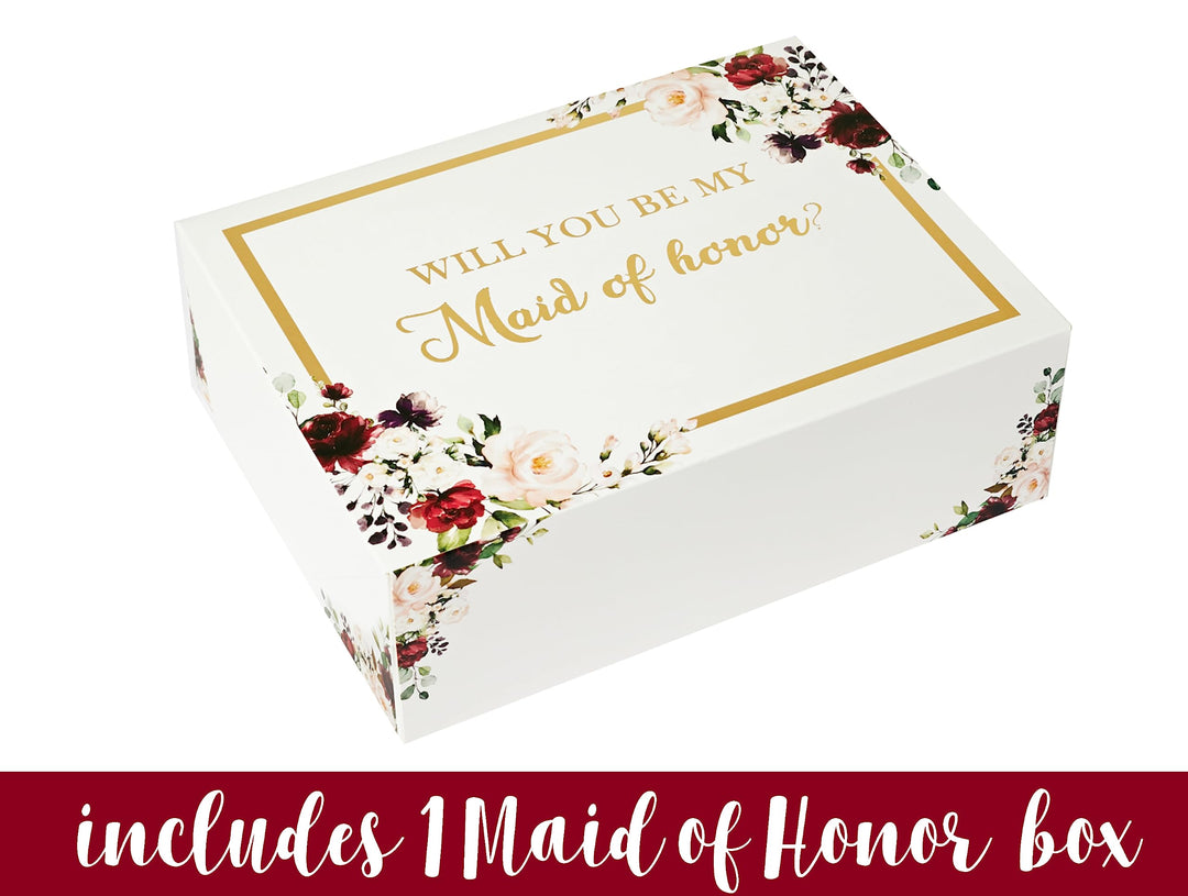 All Ewired Up Bridesmaid Proposal Box Set, Burgundy Geometric, 6 Count