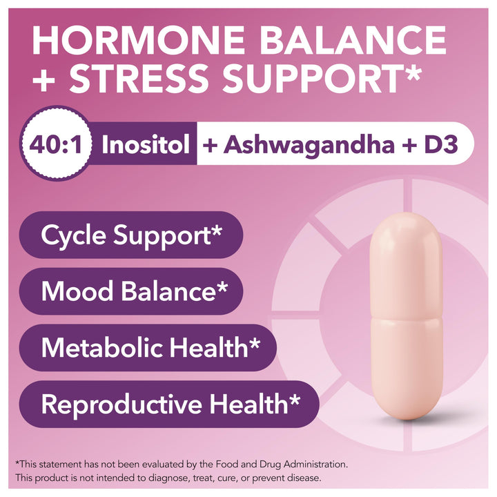 Intimate Rose Myo-Inositol & D-Chiro Inositol Supplement, Vitamin D3 + Ashwagandha