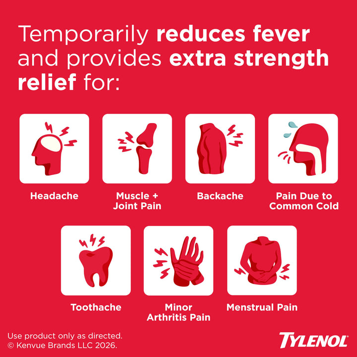 Tylenol Extra Strength Pain Reliever and Fever Reducer Caplets, 500 mg, 225 Count