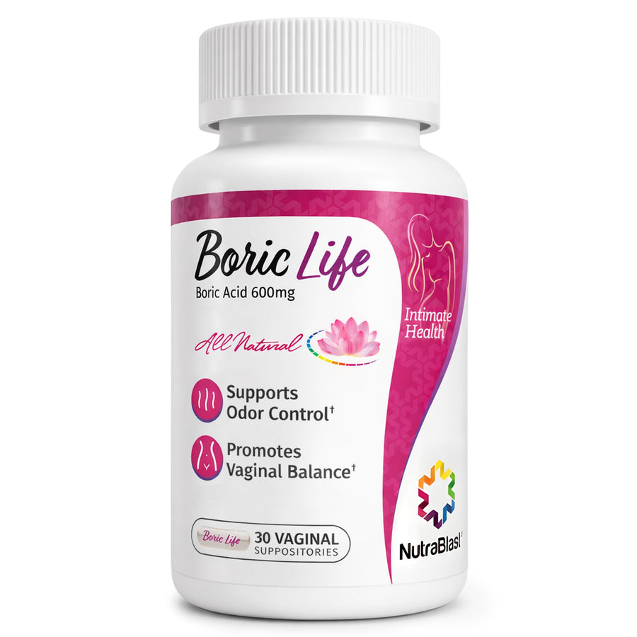 NutraBlast Boric Acid Vaginal Suppositories, 600 mg, 30 Count