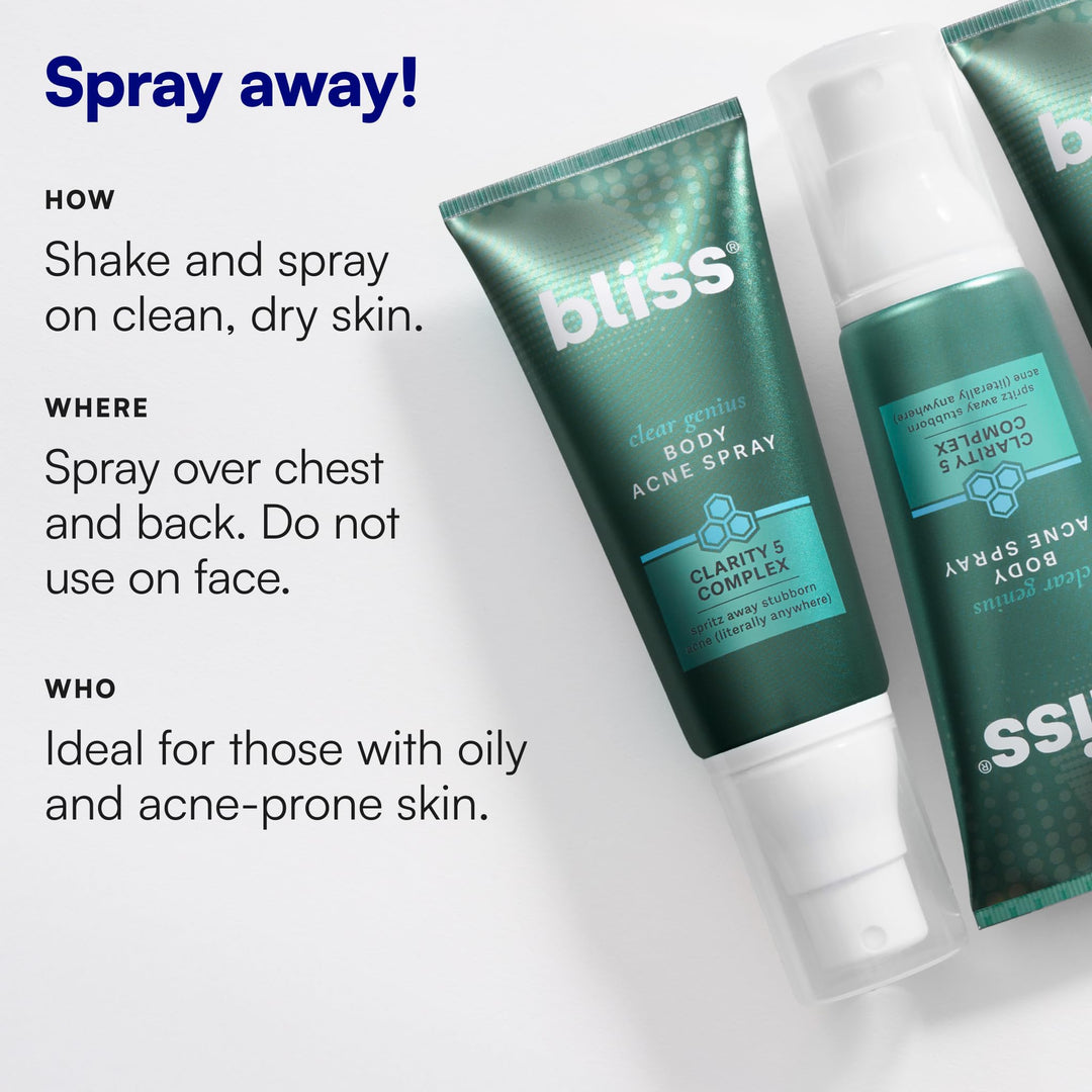 Bliss Clear Genius Salicylic Acid Body Acne Spray, 3.5 fl oz