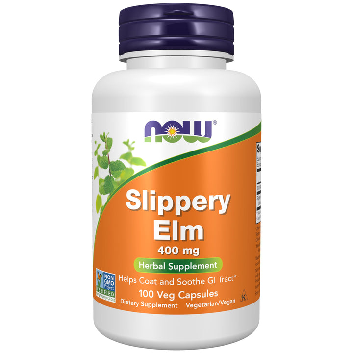 NOW Slippery Elm, 400 mg, 100 Count
