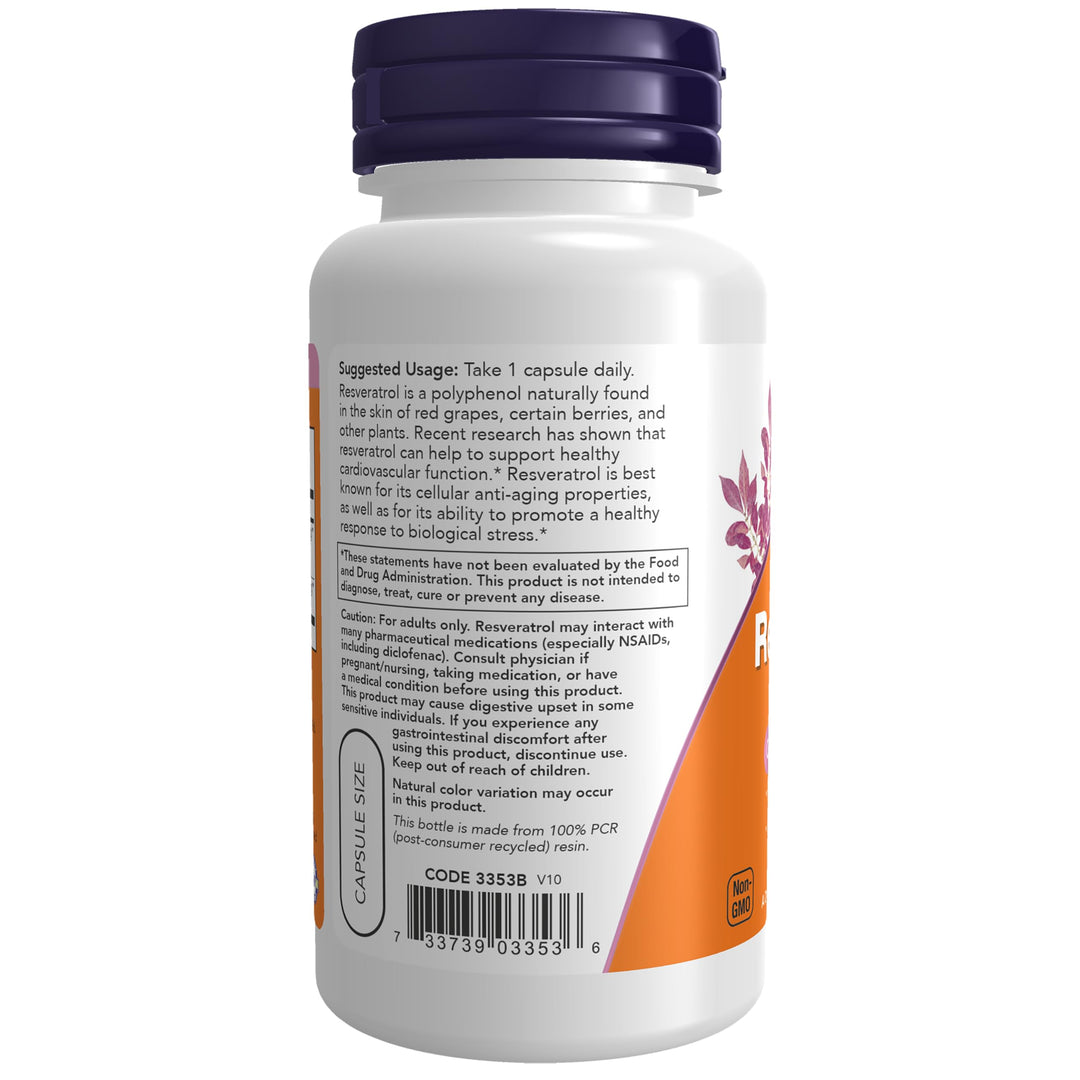 NOW Resveratrol Dietary Supplement, 60 Count