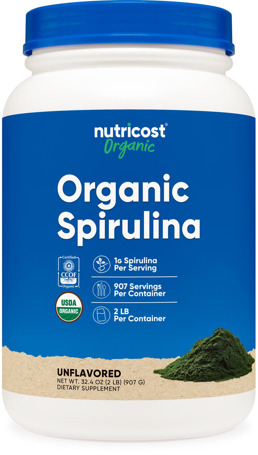 Nutricost Organic Spirulina Powder, 2 lb