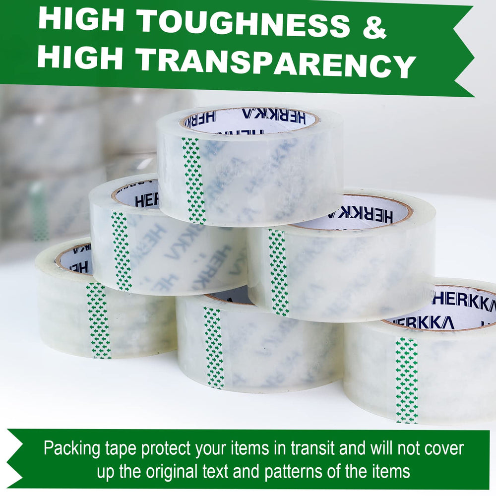 HERKKA Packing Tape, Clear, 12 Count