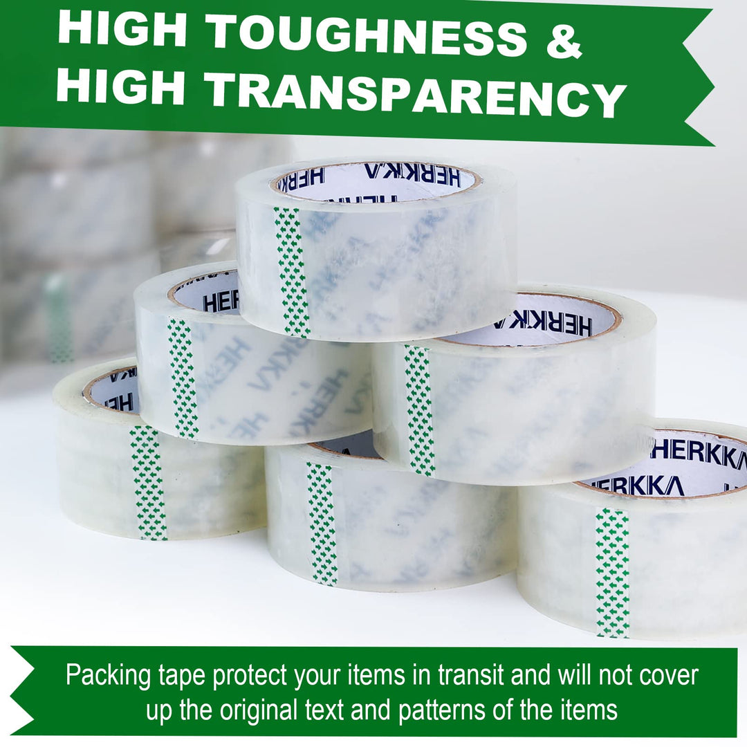 HERKKA Packing Tape, Clear, 12 Count