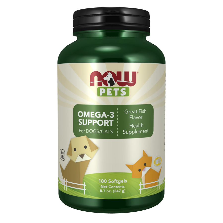 NOW Pet Health Omega 3 Supplement for Cats & Dogs, 180 Count