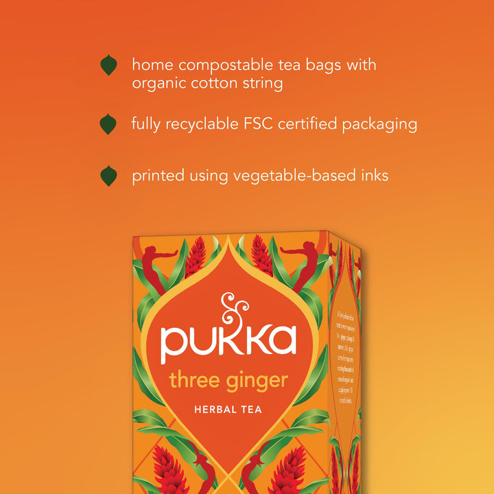 Pukka Three Ginger Organic Herbal Tea, 20 Count
