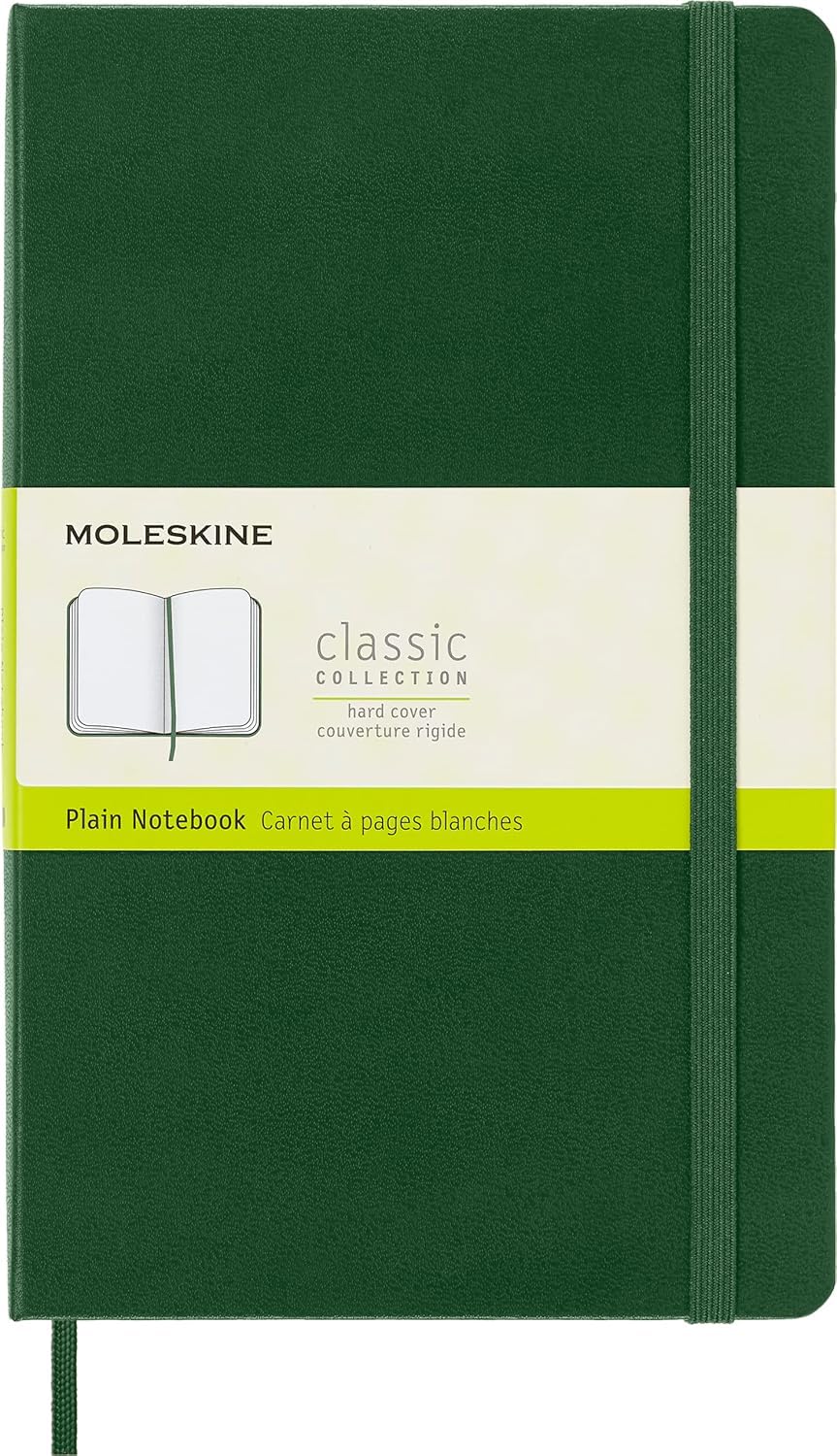 Moleskine Classic Plain Paper Notebook, Myrtle Green, Large
