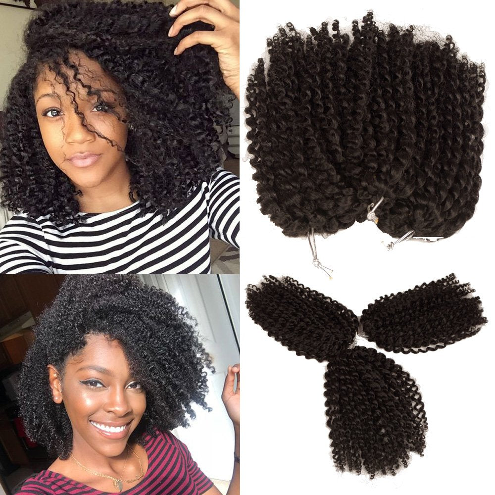 SHAROPUL Curly Crochet Hair, Natural Black, 8 Inch