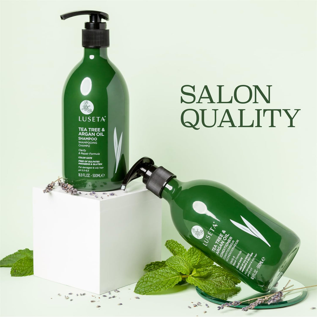 Luseta Tea Tree And Argan Oil Detangling Shampoo And Conditioner Set, 16.9 fl oz, Pack of 2