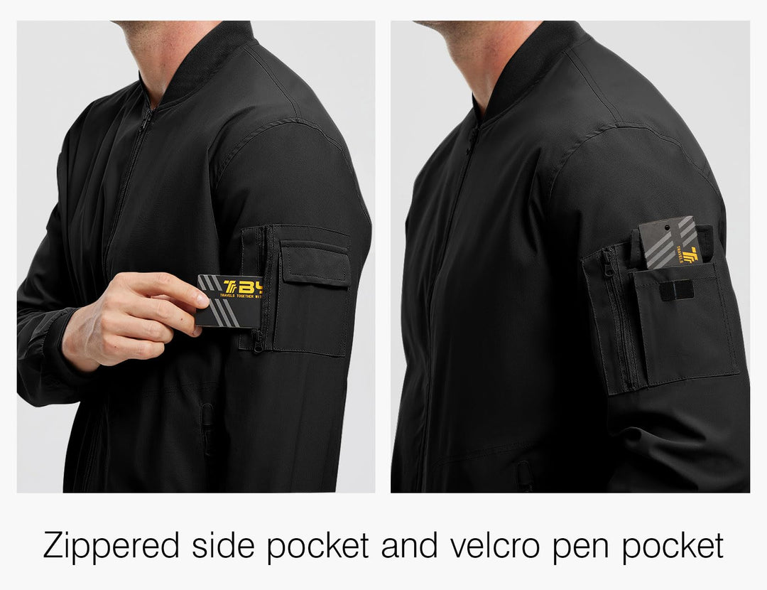 Rdruko Windbreaker Bomber Jacket, Black, XL