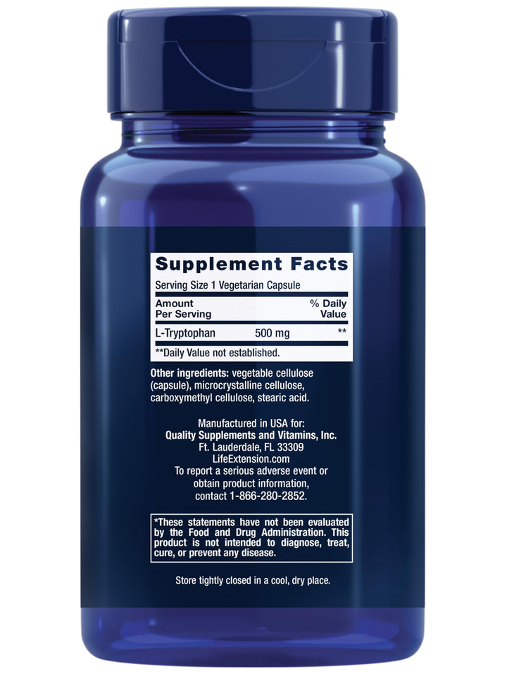 Life Extension L-Tryptophan, 500 mg, 90 Count