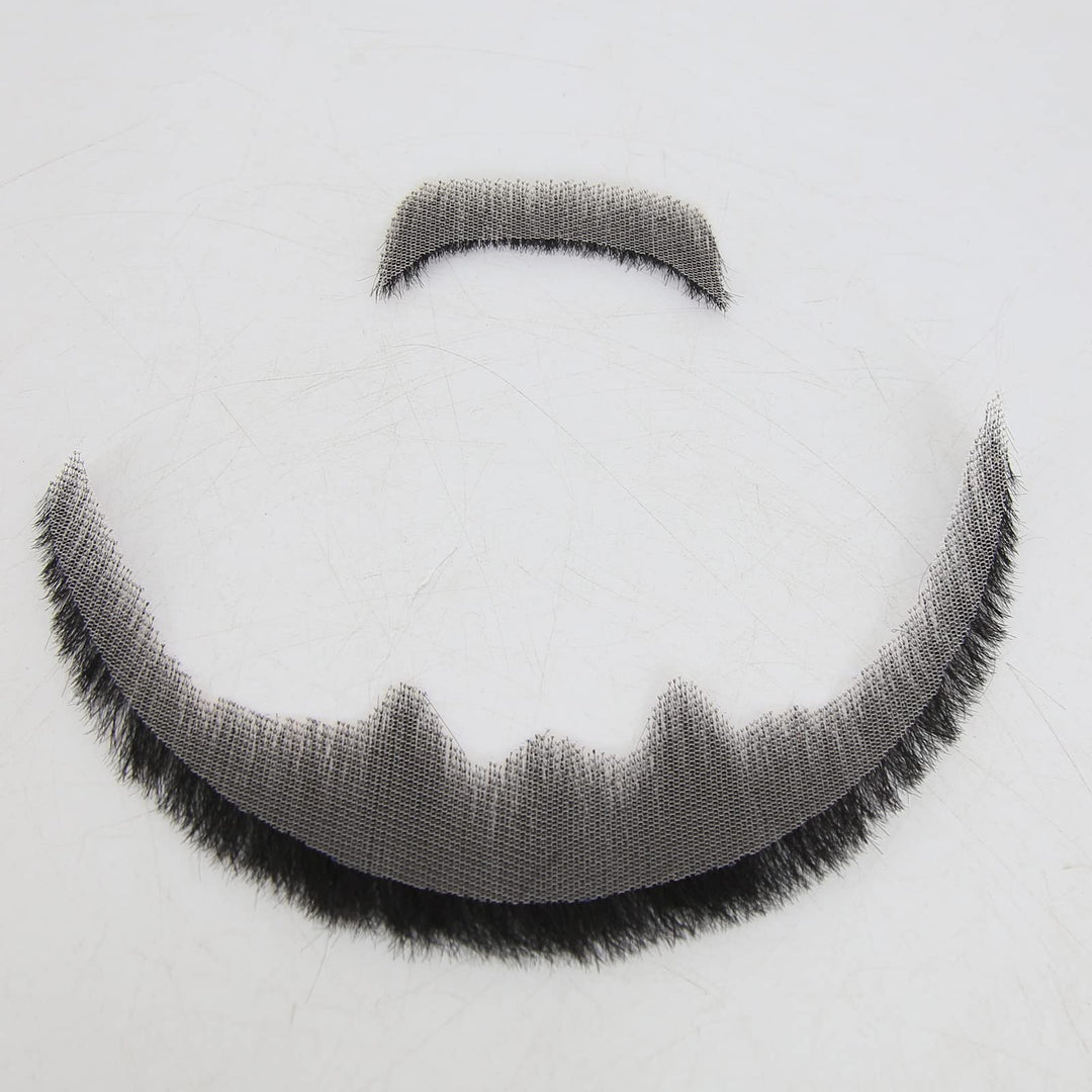 Zigzag Hair Face Beard Extension Human Hair, Black, 6 Count