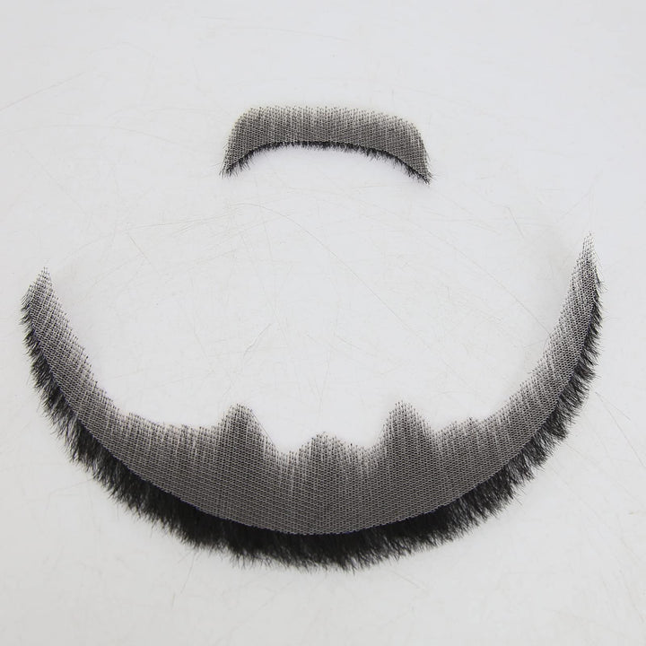 Zigzag Hair Face Beard Extension Human Hair, Black, 6 Count