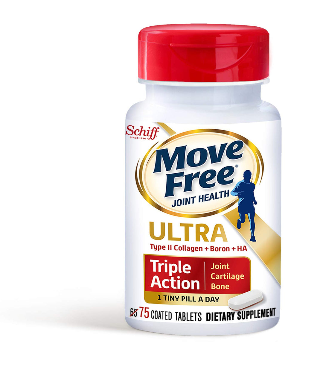 Move Free Ultra Triple Action Type II Collagen Boron And HA Tablets, 75 Count