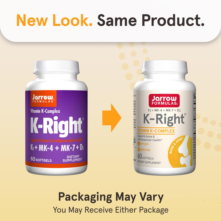 Jarrow Formulas K-Right Vitamin K2 MK-7 and D3, 60 Count