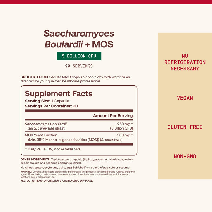 Jarrow Formulas Saccharomyces Boulardii & MOS, 90 Count