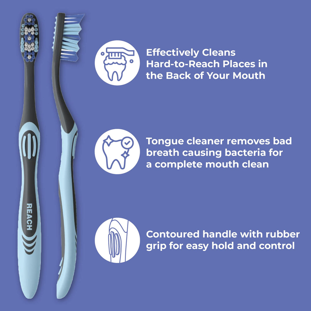 REACH Essentials Toothbrush, Medium Bristles, 6 Count