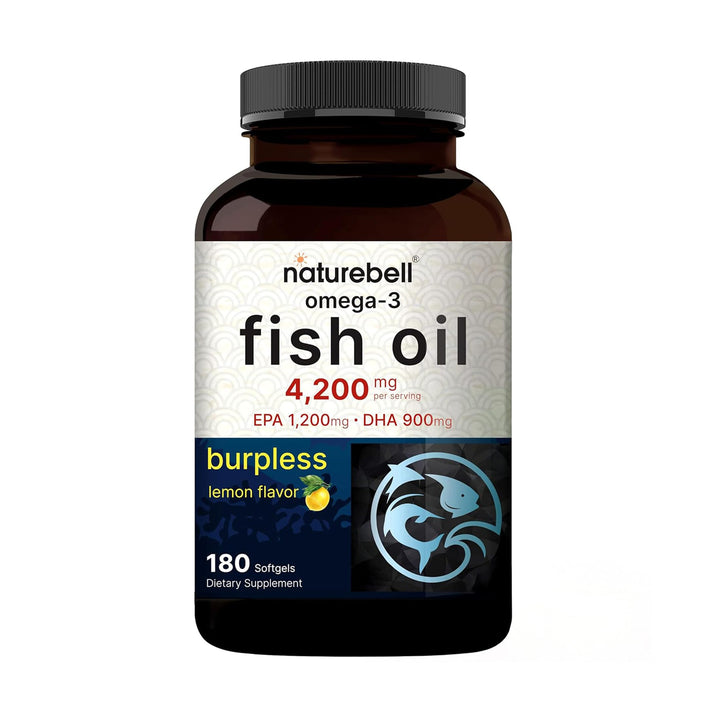 NatureBell Omega-3 Fish Oil Softgels, Lemon, 180 Count
