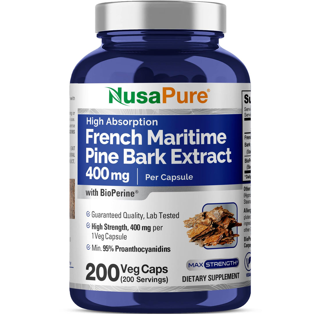 NusaPure French Maritime Pine Bark Extract, 400 mg, 200 Count