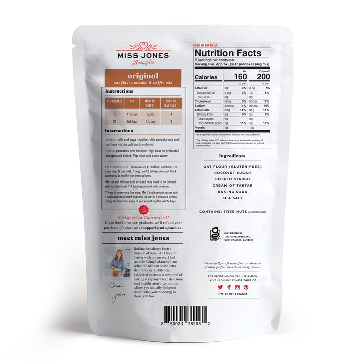 Miss Jones Baking Oat Pancake and Waffle Mix, Original, 13.99 oz