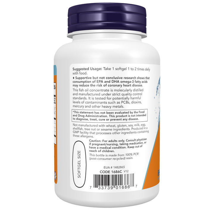 NOW Tri-3D Omega Fish Oil Triglyceride Form, 90 Count