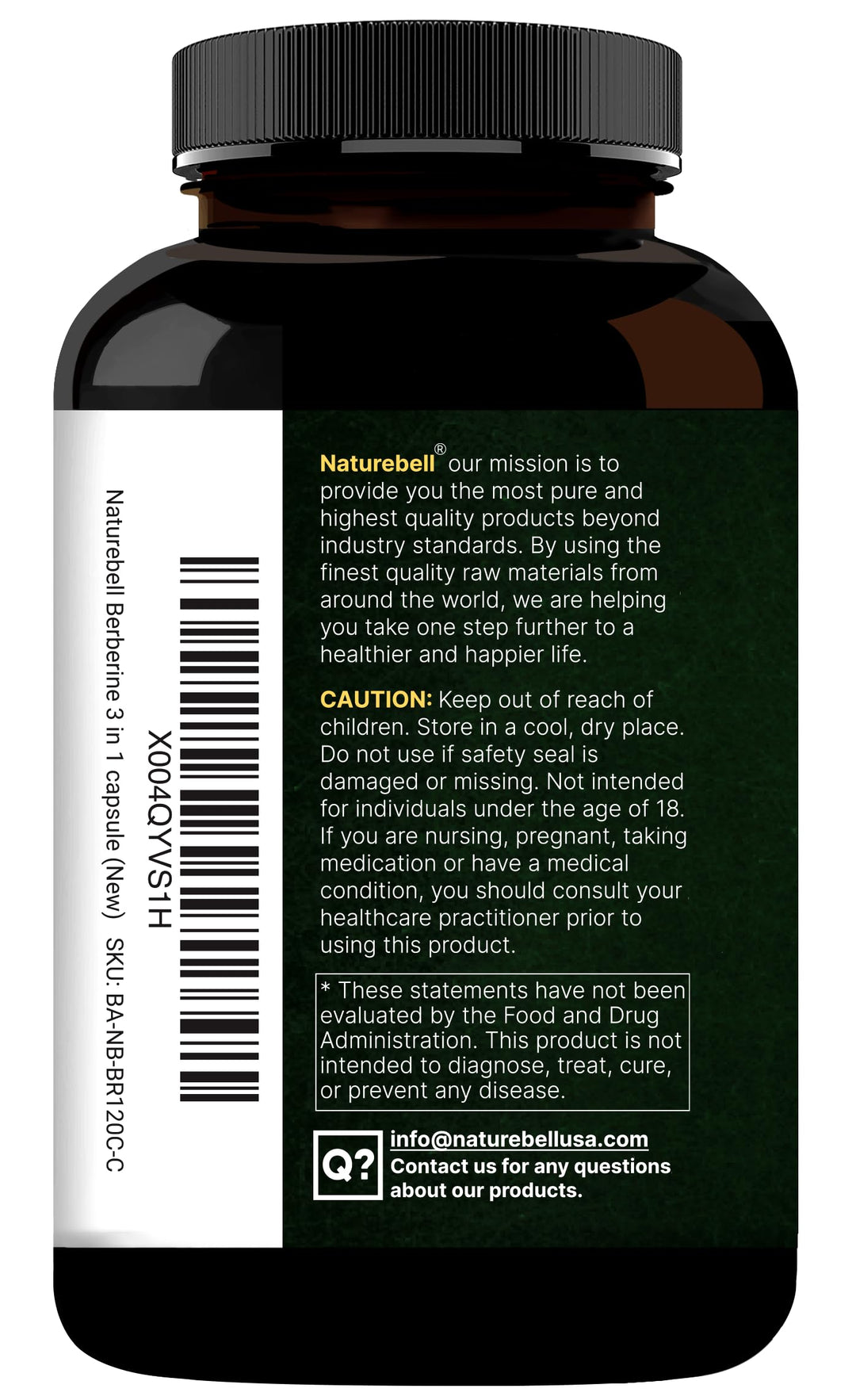 NatureBell Berberine Supplement with Ceylon Cinnamon and Turmeric Root, 1500 mg, 240 Count